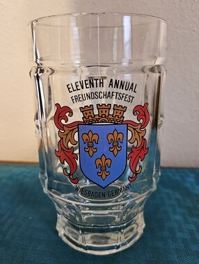 Vintage Eleventh Annual Freundschaftsfest Wiesbaden Germany Glass .5L Beer Stein